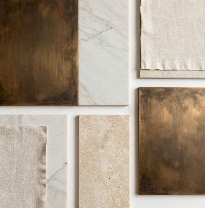 Bronze, stone and marble finish samples